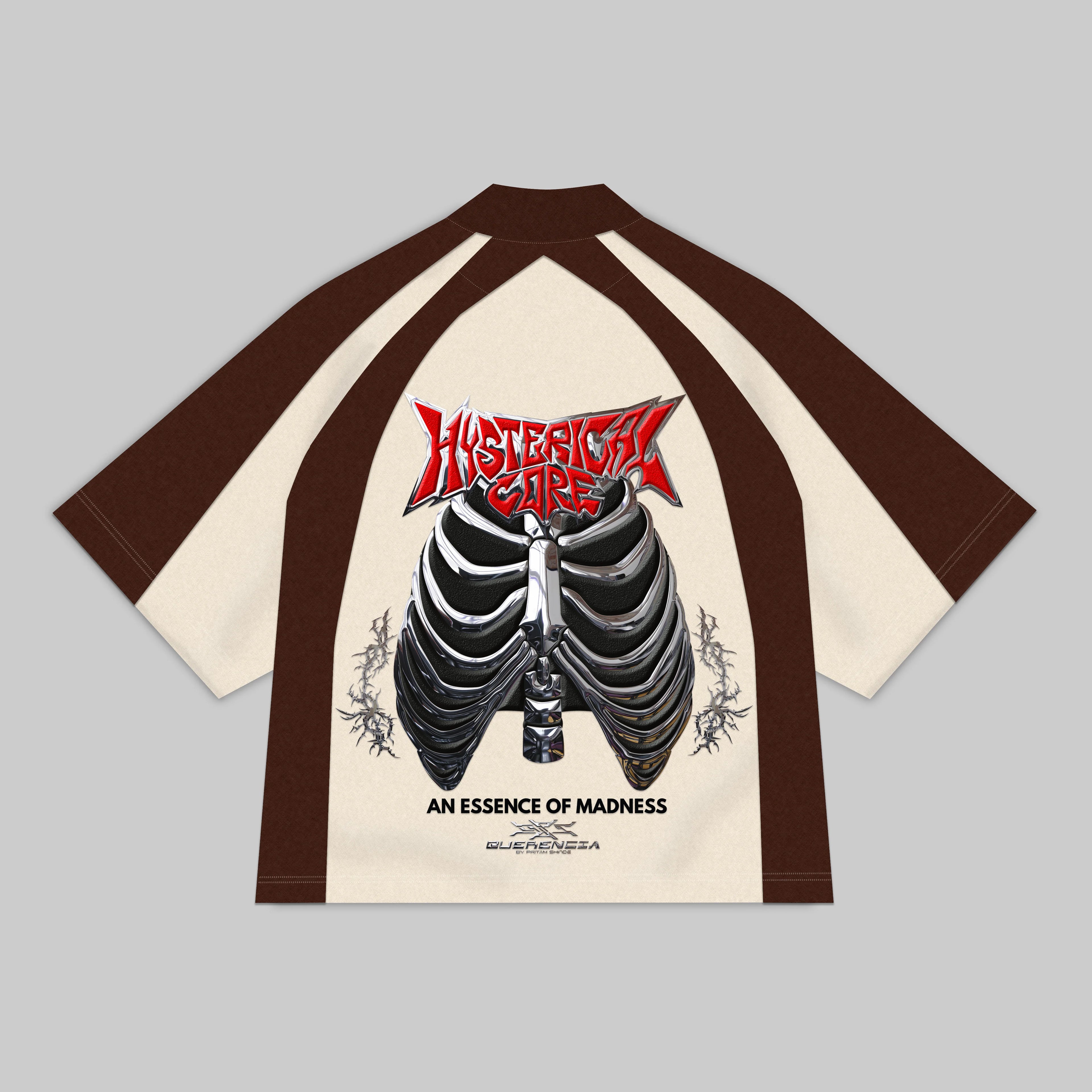 RUST CORE — ENTITY 06 raglan t-shirt with industrial ribcage graphic and streetwear design