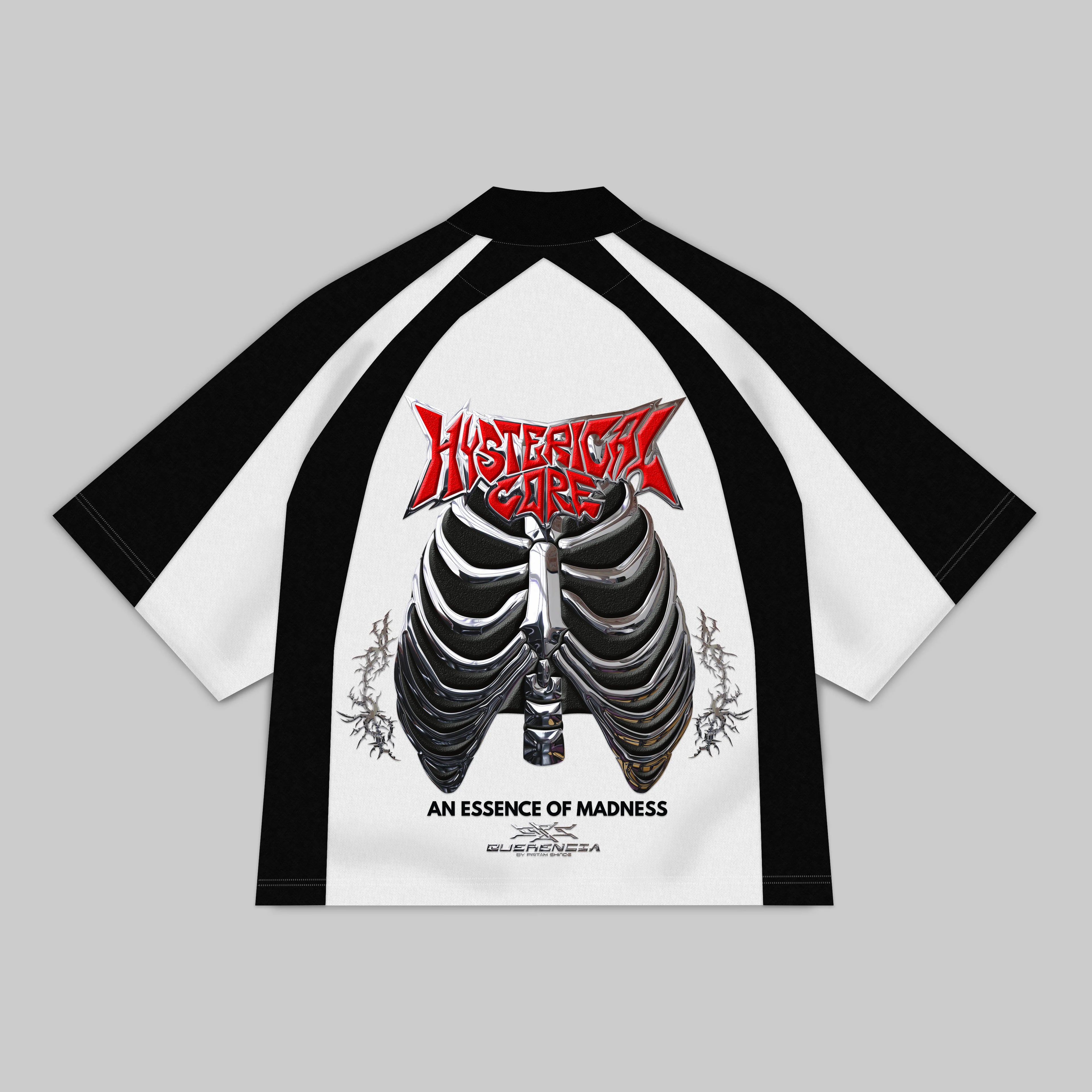 VOID CORE — ENTITY 05 raglan t-shirt with ribcage graphic, black and white streetwear design